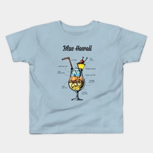 Blue Hawaii Cocktail Recipe Kids T-Shirt